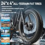 ZUTTEX Peak 6000W Dual Motor Electric Bike - 220NM Ebike 52V 34AH Battery for Adults 47MPH 24" Fat Tire Bike with LCD Display Hydraulic Brakes Electric Bike -White