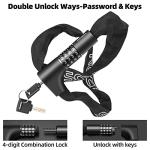 ROCKBROS Heavy Duty Anti-Theft Bike Lock - 3.2FT Security Bicycle Chain Lock with Resettable Combination and 2 Keys for Bikes, Motorcycle, Door, Gate, Fence, Grill