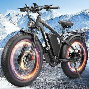 6000W Peak Dual Motor Ebike for Adults - 52V 34Ah Fast Electric Bike for Men Women 45 MPH,Up to 100 Miles,24" Fat Tire Lockable Suspension Electric Bicycle for Snow Off-Road Commuter Mountain E-Bike