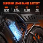 TS TST GRP LLC Electric Bike for Adults, 1500W Peak Ebike, 48V 15AH Waterproof Removable Battery, 7 Speed, 30 MPH Max, 20" Electric Off-Road Bike, UL 2849 Certification