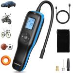 KEZERS Bicycle Tire Inflator, Portable 160PSI Air Pump,Cordless Air Compressor with Digital Pressure Gauge,Rechargeable Battery,Emergency Light,Tire Inflator for Car,Motorcycle,Bike,Ball