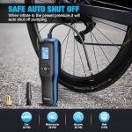 KEZERS Bicycle Tire Inflator, Portable 160PSI Air Pump,Cordless Air Compressor with Digital Pressure Gauge,Rechargeable Battery,Emergency Light,Tire Inflator for Car,Motorcycle,Bike,Ball
