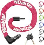 NDakter Upgrade Bike Chain Lock with 4 Digit Combination and 2 Keys, 3.2/4.28 Ft Heavy Duty Anti-Theft Bicycle Lock, 2 Ways to Unlock High Security Scooter Locks for Ebike, Escooter, Door