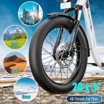 Caroma Peak 500W Electric Scooter with Seat, 20" Fat Tire Electric Bike with 36V Removable Battery, Up to 15Miles & 20MPH, Foldable Adult Electric Bicycles for Commuting with Basket (White)