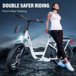 Caroma Peak 500W Electric Scooter with Seat, 20" Fat Tire Electric Bike with 36V Removable Battery, Up to 15Miles & 20MPH, Foldable Adult Electric Bicycles for Commuting with Basket (White)