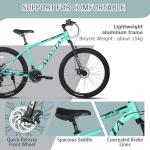 AVASTA 26-inch Mountain Bike MTB for Man Male and Woman Female Adult with Lightweight Aluminum Alloy Frame and Dual Disc Brakes, Front Suspension, 21-Speed Gear Shifters, Hidden Brake Cables, Green