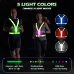Cabbqiu LED Reflective Running Vest - Light Up Running Vest with 3 Light Mode & 5 Colors, Reflective Vest & Running Lights for Runners, Rechargeable Night Running Gear - Reflective Belt Safety Vest