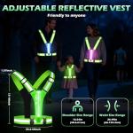 Cabbqiu LED Reflective Running Vest - Light Up Running Vest with 3 Light Mode & 5 Colors, Reflective Vest & Running Lights for Runners, Rechargeable Night Running Gear - Reflective Belt Safety Vest