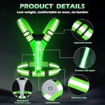 Cabbqiu LED Reflective Running Vest - Light Up Running Vest with 3 Light Mode & 5 Colors, Reflective Vest & Running Lights for Runners, Rechargeable Night Running Gear - Reflective Belt Safety Vest