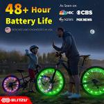 BLITZU Bike Wheel Lights, Bicycle Spoke Decorations Light for Night Riding, 2-Tire Pack 7 Colors in 1 Fun Bright Patterns, Disco LED Safety Strip Light, Bike Accessories for Kids, Boys, Girls, Adults