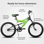 JOYSTAR Contender 20 Inch Kids Bike for Boys & Girls Ages 7-13 Years 20" Mountain Bike with Full Dual-Suspension Steel Frame and 1-Speed Drivetrain with Kickstand Green