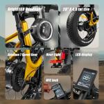 SPBSVDT Electric Bikes for Adults: 48V 20Ah Battery Electric Peak 1500W eBike, Long Range E Bike, Perfect for City, School & Off-Road Commuting 20" Fat Tires E-Bike (UL2849) (Golden)