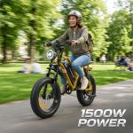 SPBSVDT Electric Bikes for Adults: 48V 20Ah Battery Electric Peak 1500W eBike, Long Range E Bike, Perfect for City, School & Off-Road Commuting 20" Fat Tires E-Bike (UL2849) (Golden)