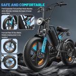 RPINT E500 Electric Bike for Adults with 1000W Peak Motor, 20" Fat Tire Dirt E Bike for All-Terrain, 28MPH and 40 Miles PAS Range, 7 Speed Electric Mountain Bicycles with 48V Removable Battery