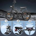 RPINT E500 Electric Bike for Adults with 1000W Peak Motor, 20" Fat Tire Dirt E Bike for All-Terrain, 28MPH and 40 Miles PAS Range, 7 Speed Electric Mountain Bicycles with 48V Removable Battery
