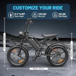 RPINT E500 Electric Bike for Adults with 1000W Peak Motor, 20" Fat Tire Dirt E Bike for All-Terrain, 28MPH and 40 Miles PAS Range, 7 Speed Electric Mountain Bicycles with 48V Removable Battery