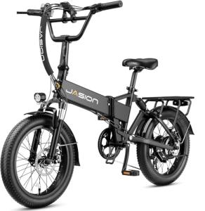 Jasion Electric Bike Adults, 20" Fat Tire Ebike, 1200W Foldable Electric Bike with 480WH Removable Battery,28MPH 55 Miles,Full Suspension E-Bike for Beach Snow,UL Certified, EB7 2.0