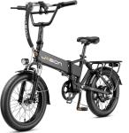 Jasion Electric Bike Adults, 20" Fat Tire Ebike, 1200W Foldable Electric Bike with 480WH Removable Battery,28MPH 55 Miles,Full Suspension E-Bike for Beach Snow,UL Certified, EB7 2.0