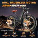 FREESKY 4000W Dual Motor Electric Bike for Adults, 48V 30AH Battery 120Miles Range, 40+MPH AWD Fast E-Bike, 26" Fat Tire Full Suspension Off-Road Electric Mountain Bike, Black