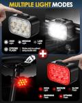 Victoper 10 LED Bike Light, 8+9 Modes USB Rechargeable Bicycle Lite, High Lumens Super Bright Bike Headlight & Taillight Set, Waterproof Safety Bike Front & Rearlight for Road, Night Riding