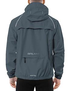 baleaf Men's Rain Jacket Waterproof Windbreaker Running Cycling Golf Hiking Gear Hood Lightweight Reflective Packable Steel Gray XL
