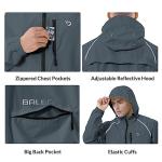 baleaf Men's Rain Jacket Waterproof Windbreaker Running Cycling Golf Hiking Gear Hood Lightweight Reflective Packable Steel Gray XL