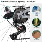 HH HILAND 26 Inch Mountain Bike, Mens Womens MTB with 18 Speeds, High-Tensile Steel Frame, V Brake, Hardtail Bicycle for Adults Gray