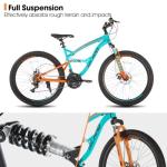 HH HILAND Full Suspension Mens Mountain Bike, 21 Speed, 26 Inch Wheel, Dual Disc Brake Bike for Men Womens Adult Bicycle
