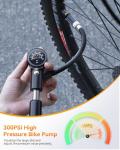 Onvian Portable Bike Pump with Gauge, 300 PSI High Pressure Bicycle Tire Pump & Shock Pump, Mini Hand Pump for Presta and Schrader Valve, Front Fork Rear Suspension, Air Bleed Button