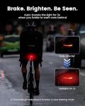 RAVEMEN CL01 Bike Tail Light, 300° Wide-Angle Rear Bicycle Light for Night Riding, Saddle Mount Bike Taillight Safety Accessories with Auto On/Off, Brake Sensing, 5 Modes, 2 Mounting Ways