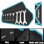 DURATECH Super-Thin Open End Wrench Set, Metric, 8-Piece, Including 5.5, 7, 8, 9, 10, 11, 12, 13, 14, 17, 19, 21, 22, 23, 24, 27 mm, Slim Spanner Set with Rolling Pouch