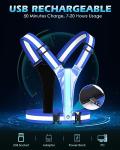 Zacro LED Reflective Vest Running Gear, 5 Lights Colors High Visibility Reflective Running Gear Rechargeable Light Up Running Vest for Walking Running Cycling, Adjustable for Men Women Kids (Blue)