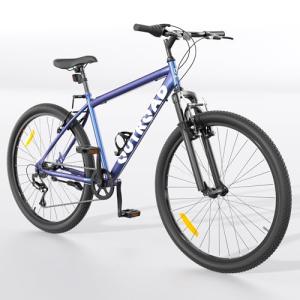 Max4out 26 inch Mountain Bike with 7 Speeds Lightweight Cycling Bicycles,V Brake, Metal Frame Bicycle for Men and Women, Adult Racing Bike, Road Bike,X5 Blue