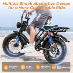 Spacewalk M7 Electric Bike,20" Fat Tire Ebike,Ideal for Riders Under 5'5" & Above,4 Shock Absorbers More Comfort,24.9mph,1500W (Peak) Motor,48V 15AH Battery,50 Miles Electric,75 Miles PAS - Black