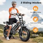 Spacewalk M7 Electric Bike,20" Fat Tire Ebike,Ideal for Riders Under 5'5" & Above,4 Shock Absorbers More Comfort,24.9mph,1500W (Peak) Motor,48V 15AH Battery,50 Miles Electric,75 Miles PAS - Black