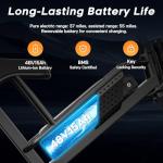 Spacewalk M7 Electric Bike,20" Fat Tire Ebike,Ideal for Riders Under 5'5" & Above,4 Shock Absorbers More Comfort,24.9mph,1500W (Peak) Motor,48V 15AH Battery,50 Miles Electric,75 Miles PAS - Black