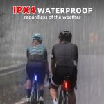 CANWAY Bicycle Rear Light Red Blue, Bike Tail Light Rechargeable 168 Lumens Bike Tail Light Battery USB C 500 mah 5 Modes Waterproof Safety for Road Mountain Night Riding