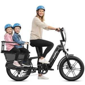 TST Electric Bike for Adults 1500W Peak Motor Cargo E-Bike 60Miles 28MPH 20" Fat Tire Ebikes 48V 15Ah Removable Battery Electric Bicycle Rear Rack with Basket, UL 2849 Certification