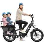 TST Electric Bike for Adults 1500W Peak Motor Cargo E-Bike 60Miles 28MPH 20" Fat Tire Ebikes 48V 15Ah Removable Battery Electric Bicycle Rear Rack with Basket, UL 2849 Certification