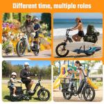 TST Electric Bike for Adults 1500W Peak Motor Cargo E-Bike 60Miles 28MPH 20" Fat Tire Ebikes 48V 15Ah Removable Battery Electric Bicycle Rear Rack with Basket, UL 2849 Certification