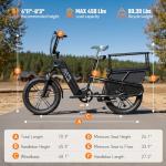 TST Electric Bike for Adults 1500W Peak Motor Cargo E-Bike 60Miles 28MPH 20" Fat Tire Ebikes 48V 15Ah Removable Battery Electric Bicycle Rear Rack with Basket, UL 2849 Certification