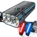 2026 New 9800 Lumen Bike Light,6 LED High Brightness Bicycle Light,Rechargeable 10 Mode Headlight Taillight, 360°Rotatable Brackt,Aluminum Waterproof Light,Runtime 48+ hrs,Shockproof for Road,Mountain