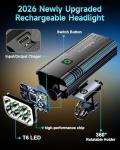 2026 New 9800 Lumen Bike Light,6 LED High Brightness Bicycle Light,Rechargeable 10 Mode Headlight Taillight, 360°Rotatable Brackt,Aluminum Waterproof Light,Runtime 48+ hrs,Shockproof for Road,Mountain