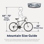 Pacific Mountain Sport Bike, 26 inch Mountain Bike for Men and Women, 18 Speed, Steel Frame, Knobby Tires, Front Suspension Fork, Twist Shifters, Linear Pull Brakes, Adult Bicycle