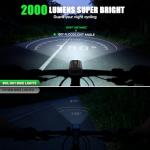 Super Bright Bike Lights for Night Riding, 5000mAh USB C Rechargeable LED Bicycle Light Front and Rear, 2000 Lumens Headlight and Back Tail Light Set for Road Mountain, (Black, 1 Set)