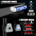 Super Bright Bike Lights for Night Riding, 5000mAh USB C Rechargeable LED Bicycle Light Front and Rear, 2000 Lumens Headlight and Back Tail Light Set for Road Mountain, (Black, 1 Set)