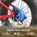 HAPPYRUN 2000W Electric Bike for Adults, 48V 25Ah Removable Battery, Up to 35MPH and 75+ Miles Range, 7-Speed Transmission, 20" Fat Tires Ebike, 3-Pedal-Assist Levels G50pro