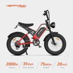 HAPPYRUN 2000W Electric Bike for Adults, 48V 25Ah Removable Battery, Up to 35MPH and 75+ Miles Range, 7-Speed Transmission, 20" Fat Tires Ebike, 3-Pedal-Assist Levels G50pro