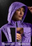 Bikewa Women's Cycling Rain Jackets Waterproof Windbreaker Lightweight Running Windproof Reflective Jacket Packable Hooded(Taro Purple,M)