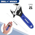 WORKPRO 4-Inch Mini Adjustable Wrench, Cr-V Steel Wide Jaw Black Oxide Wrench for Small Nuts, Metric & SAE Scales, for Home, Workshop and DIY